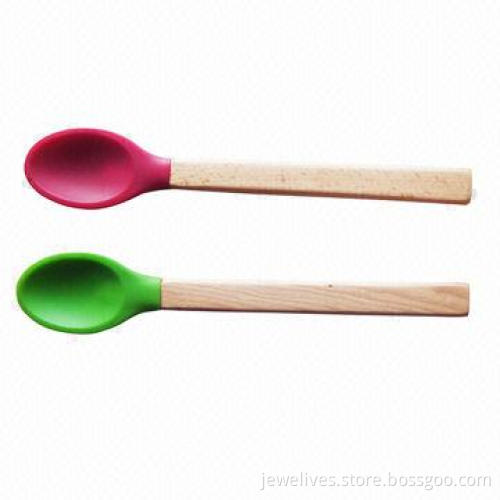 12-inch silicone scoop with wooden handle